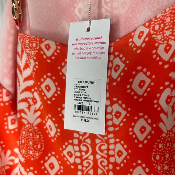 Lilly Pulitzer Orange Silk Joannah Chain Strap Pineapple Top Size 8 - Picture 6 of 8